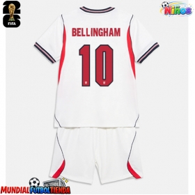 Camiseta Inglaterra Jude Bellingham #10 Primera Equipación Replica Mundial 2026 para niños mangas cortas (+ Pantalones cortos)